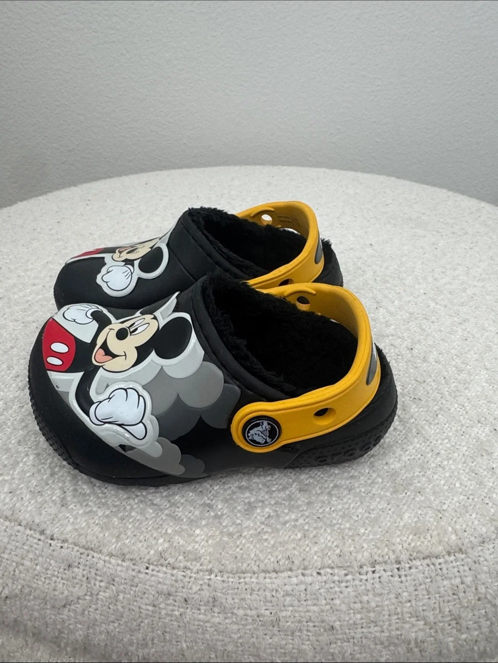 Disney Mickey Mouse Black Clog Slippers with Yellow Strap